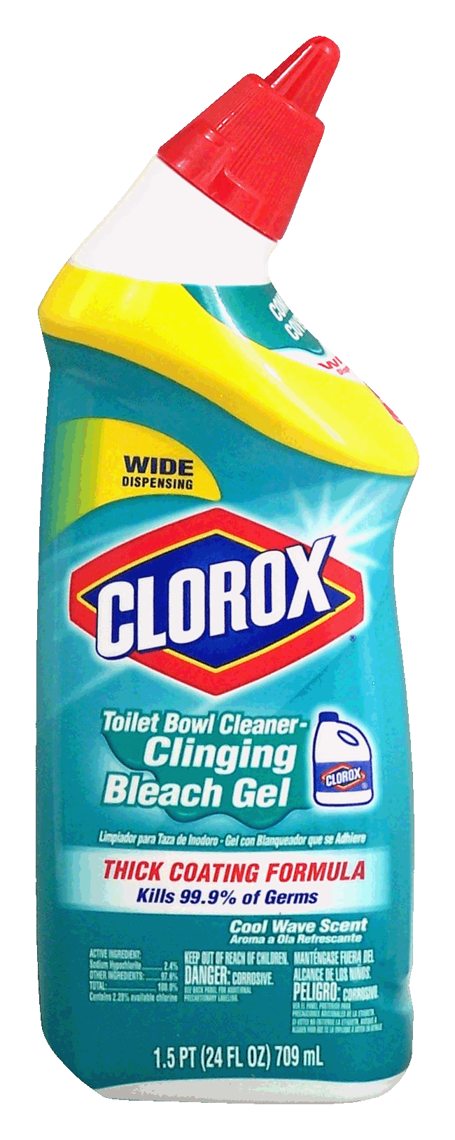 Clorox  toillet bowl cleaner, clinging bleach gel, cool wave scent, wide dispensing Full-Size Picture